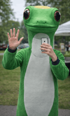 Beverly in a lizard costume