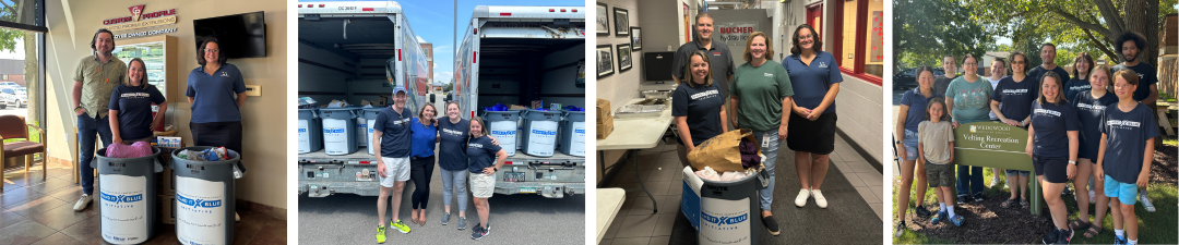 Volunteers collecting items from past Brand It Blue intiatives