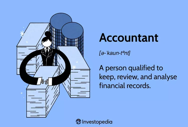 Infographic featuring an illustration of a person holding a document among stacks of files and office buildings. Text reads: