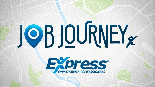 Infographic map-style background reading “Job Journey” with location pin icon and “Express Employment Professionals” logo