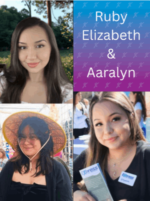 A photo of Express's 3 assistants. Liz, Aaralyn, and Ruby.