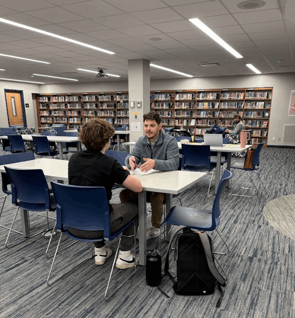 Express Employee doing a mock interview at a local high school