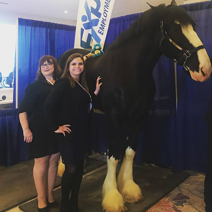 Corinne, Teri, Mr. Harrington, and an Express Clydesdale