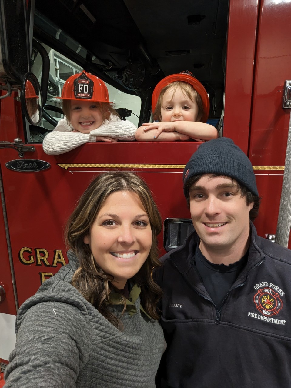 Alyssa, Darin, and Kids at the Fire Hall