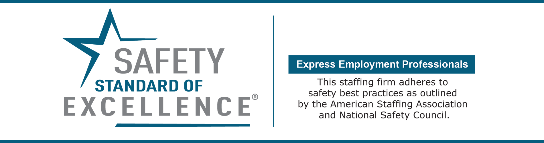 Safety Standard of Excellence - Certificate of Achievement