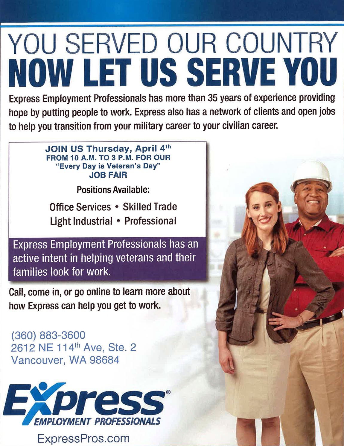 Express Job Fair - Veteran Jobs in Vancouver, WA